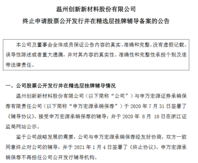 创新股份终止精选层辅导2020年上半年营收增长42%